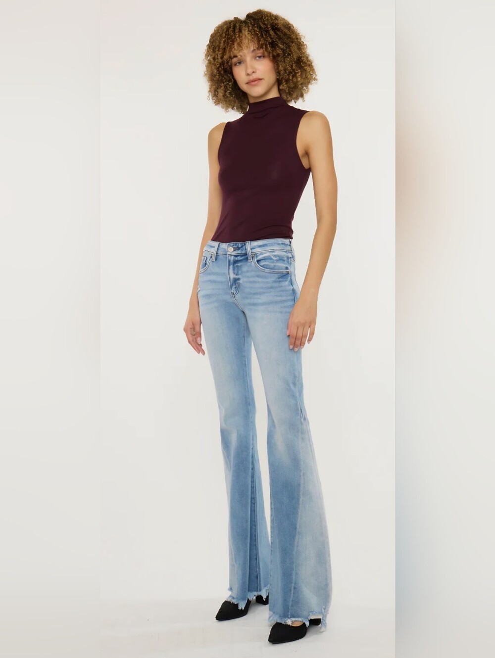 KanCan Mid Rise Medium Contrast Wash Flare Jeans Vintage Style Stretch 7/27 NEW - Picture 9 of 12